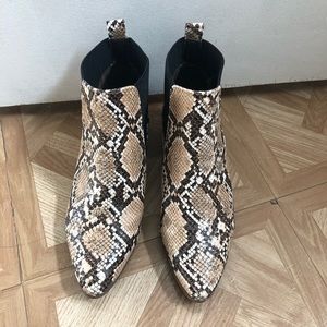 Snake faux print booties